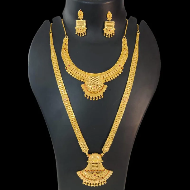 Mist bead necklaces-Pari Art Jewellery Forming Gold Double Necklace Set