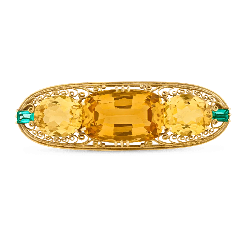 Spinel stone brooch-Louis Comfort Tiffany Topaz Brooch, 27 carats