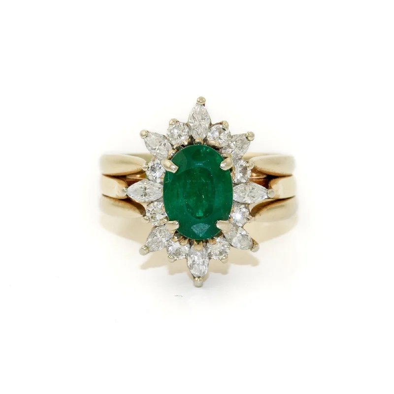 Patina bronze rings-18k Two-Tone x 1.76 ct Emerald & Diamond Cocktail RingRing