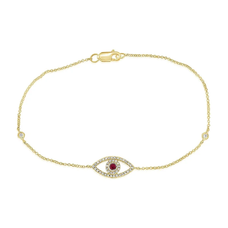 Thin filigree bangles-14k Gold Ruby & Diamond Evil Eye Bracelet