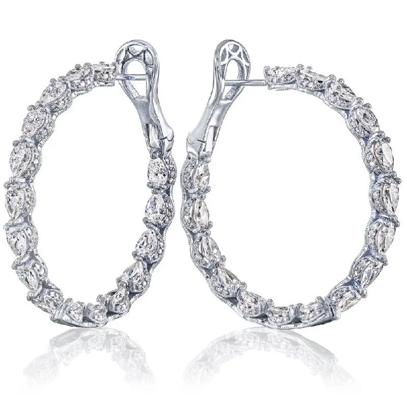 Tiny wing earrings-Tacori Diamond Hoop Earrings