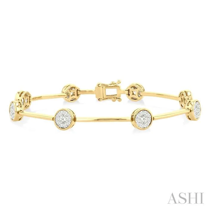 Tiny wing bangles-ROUND SHAPE BAR LINK LOVEBRIGHT DIAMOND BRACELET