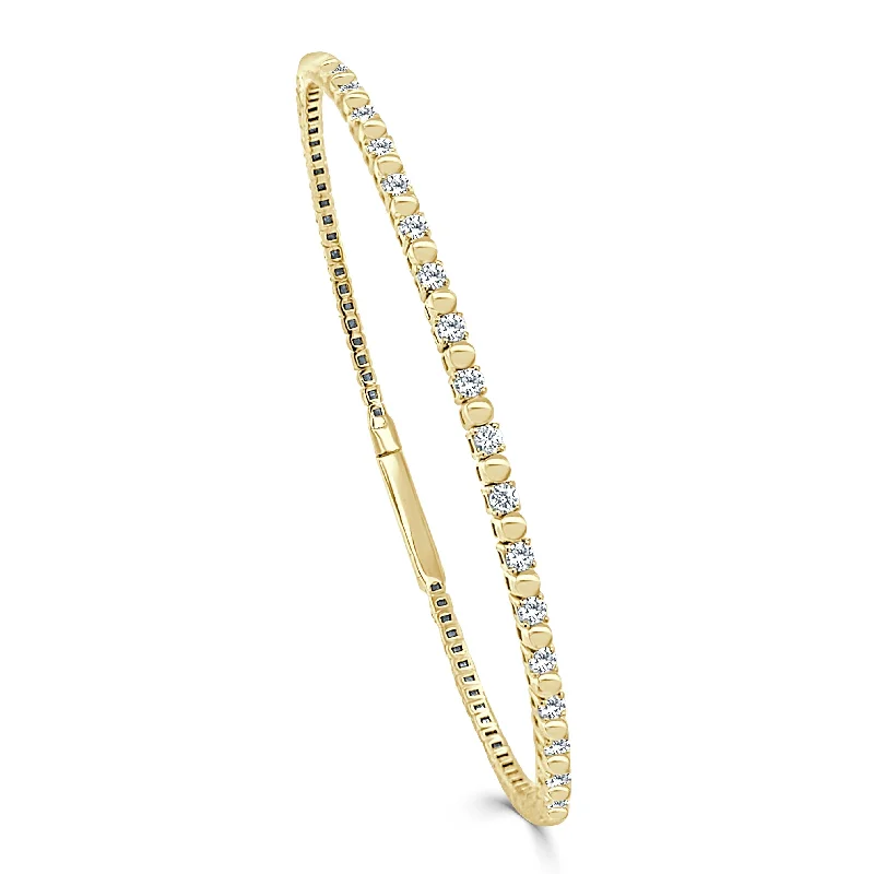 Pure crystal bangles-14k Gold & Diamond Flexible Beaded Bangle