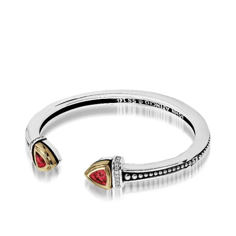 Quirky bead bangles-Arrivo Narrow Trillion Cuff Bracelet with Pave Diamonds