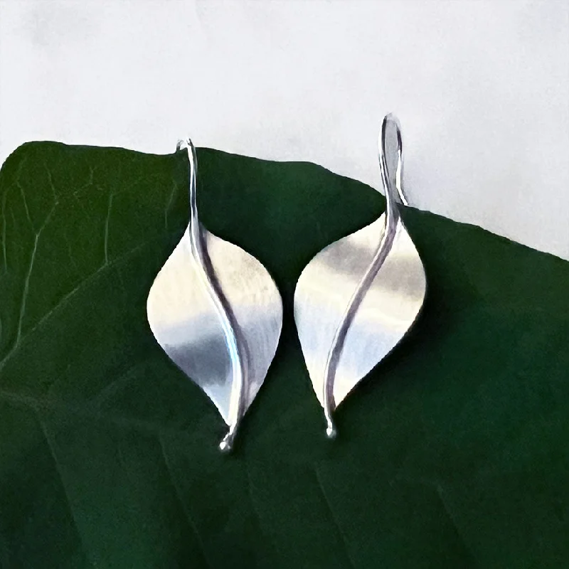 Topaz earrings-In Leaf Earrings - Sterling Silver, Indonesia