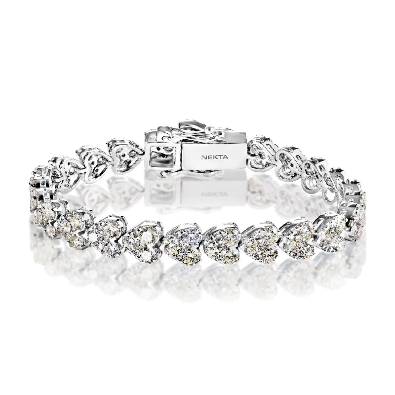 Chunky cuff bangles-Avah 15 Carat Round Brilliant Cut Single Row Diamond Bracelet in 14k White Gold