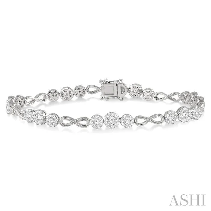 Flat knot bangles-LOVEBRIGHT DIAMOND INFINITY LINK BRACELET