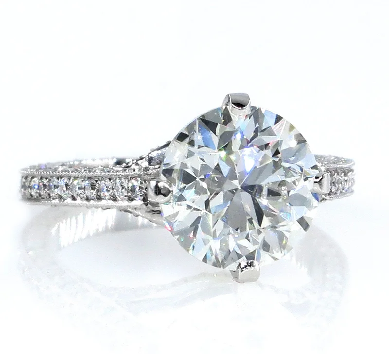 Bold gem rings-4.36ct Estate Round Brilliant Cut Diamond Solitaire Engagement Wedding Platinum Ring