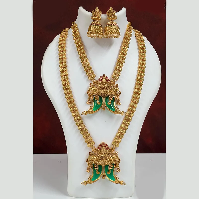 Woven cord necklaces-Diksha Collection Pota Stone Necklace Combo Set