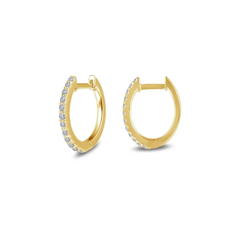 Agate drop earrings-Lafonn Simulated Diamond Oval Huggie Hoop Earrings E0345CLG00