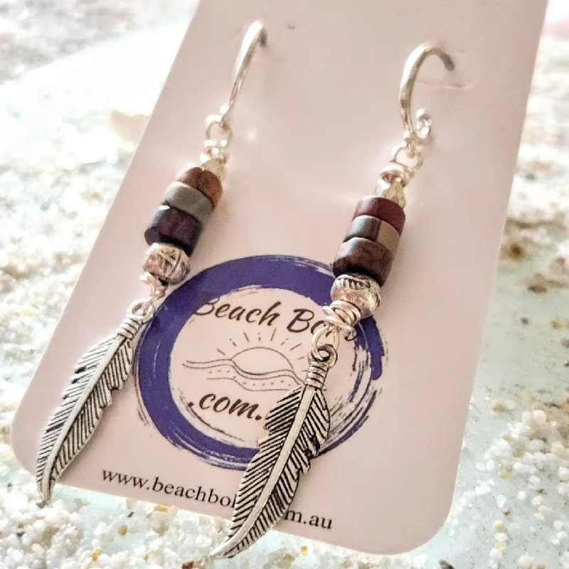 Polished art earrings-AGATE LEAVES - HILLTRIBE DANGLE EARRINGS