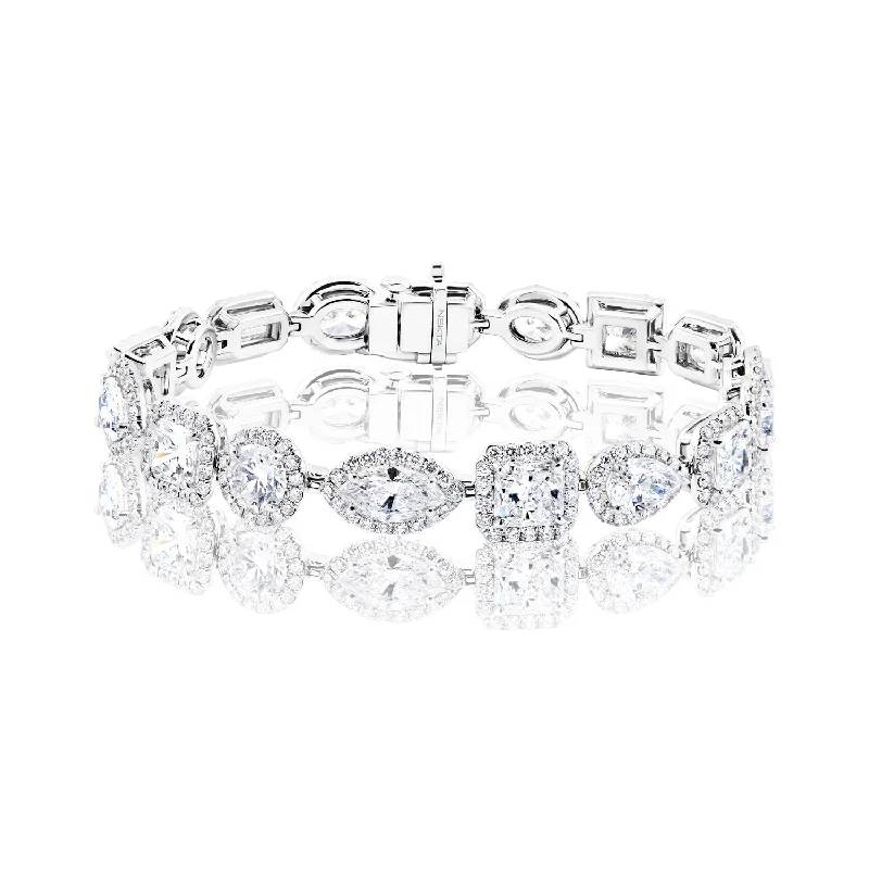 Worn charm bangles-Promise 21 Carat Combine Mix Shape Diamond Bracelet in Platinum