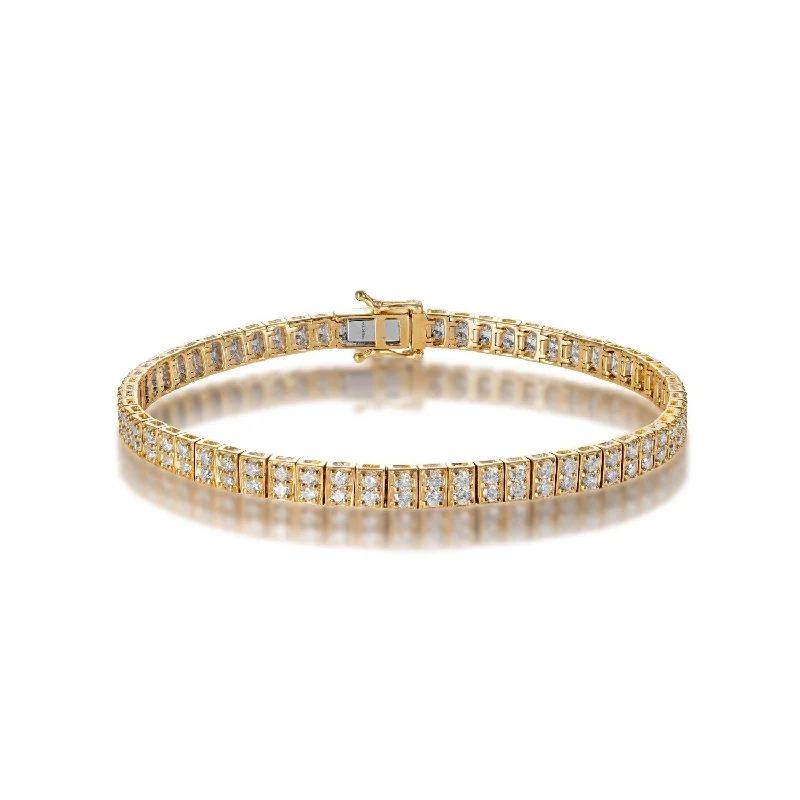 Wide cuff bangles-Iyla 3 Carat Round Brilliant Diamond Tennis Bracelet in 14k Yellow Gold