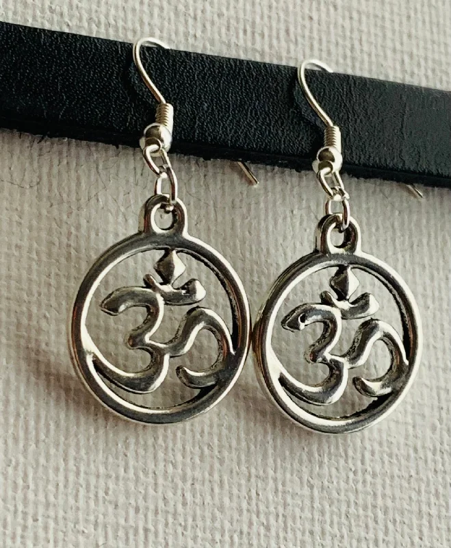 Subtle gem earrings-Om Handmade Silver Plated Earrings