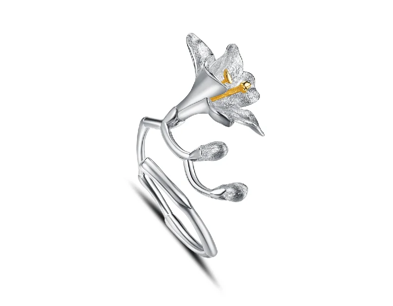 Thin frame rings-Freesia Flower Ring