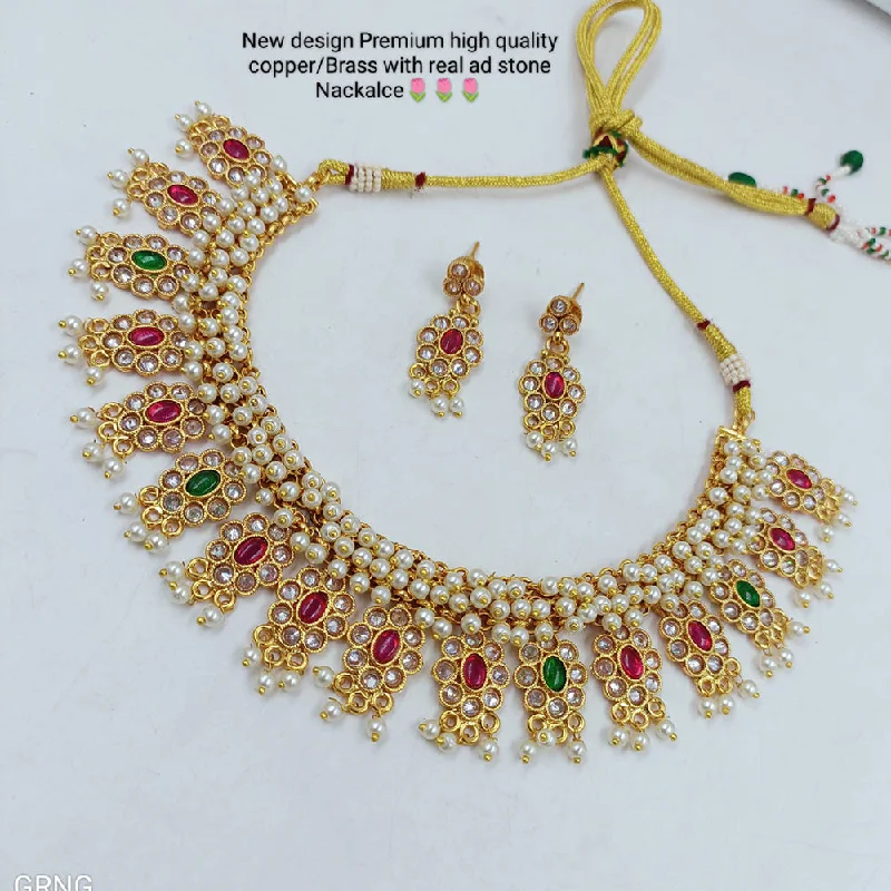 Wide bib necklaces-Manisha Jewellery Copper AD Necklace Set