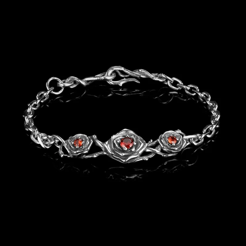 Vintage bead bangles-RED ROSES. - 925 STERLING SILVER