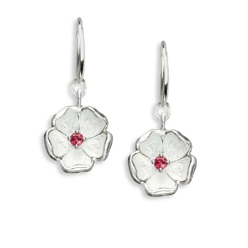 Swirl drop earrings-Nicole Barr White Cherokee Rose Enamel Earrings