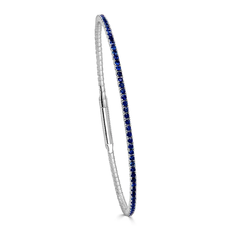 Textured letter bangles-14K Gold & Blue Sapphire Flexible Eternity Bangle