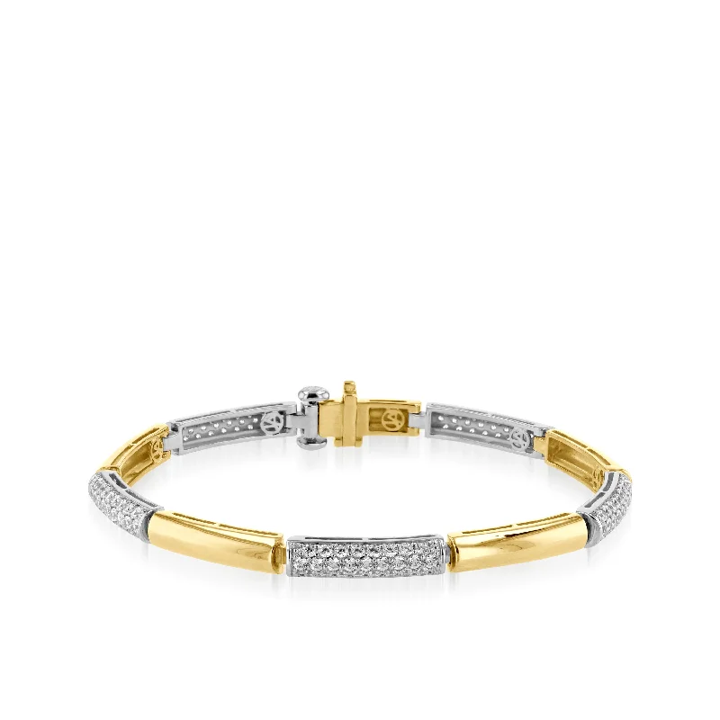 Cotton cord bangles-Essence Two Tone Diamond Link Bracelet