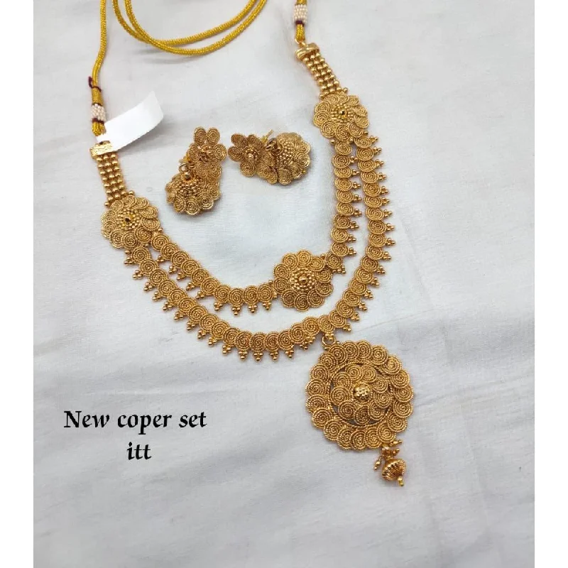 Vintage bead necklaces-Akruti Collection Gold Plated Necklace Set