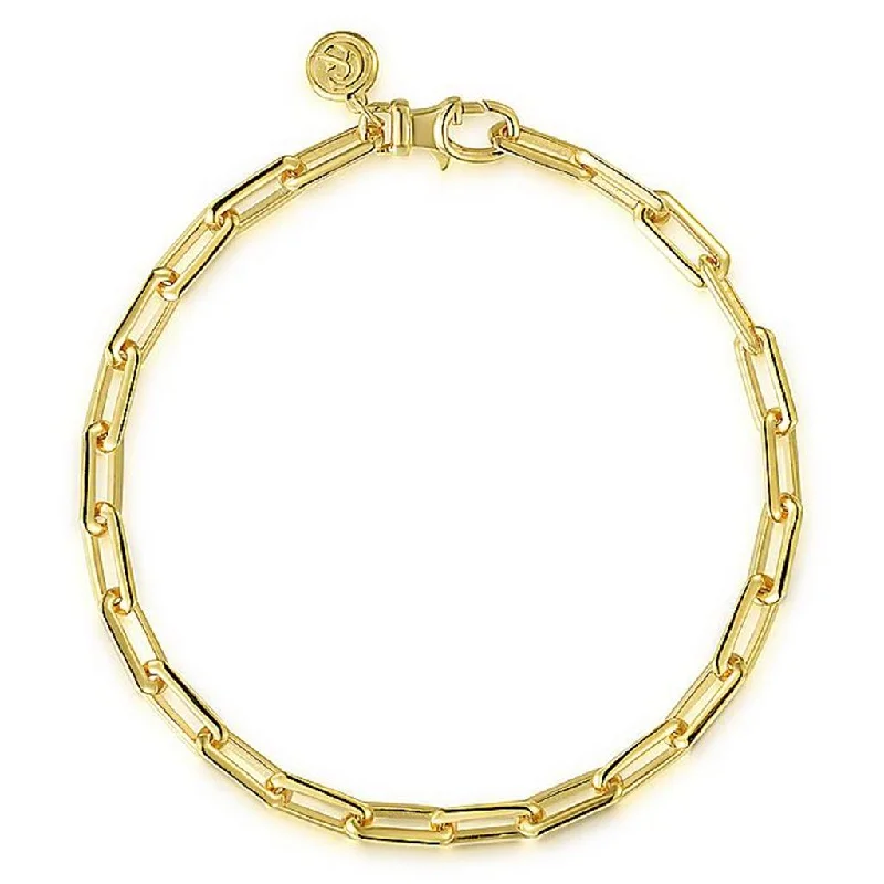 Fine cord bangles-Gabriel 14Ky Elongated Classic Chain Bracelet