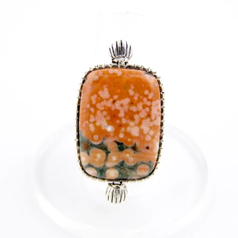 Sleek rose rings-Peaches & Cream Ocean Jasper Ring