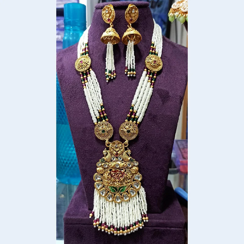 Half moon necklaces-Manisha Jewellery Gold Plated Pota Stone Necklace Set