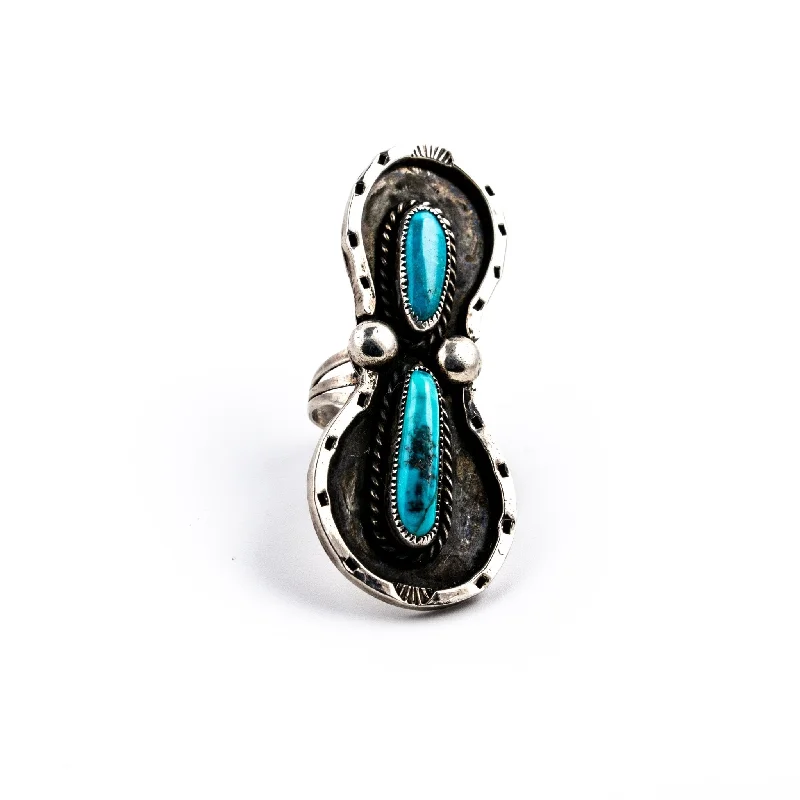 Peace gem rings-Horseshoe Morenci Turquoise Ring