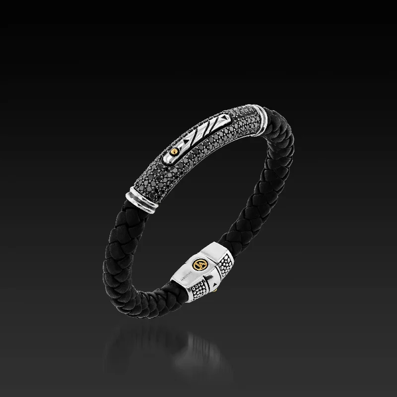 Ruby gem bangles-Matrix Black Diamond Leather Bracelet