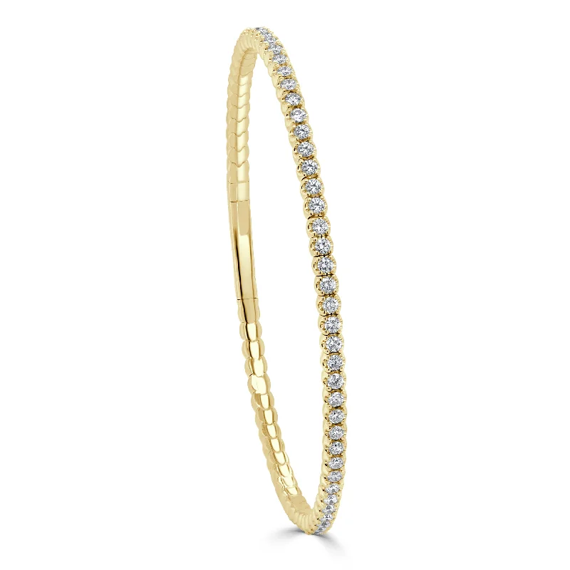 Shiny modern bangles-14k Gold & Diamond Flexible Bangle