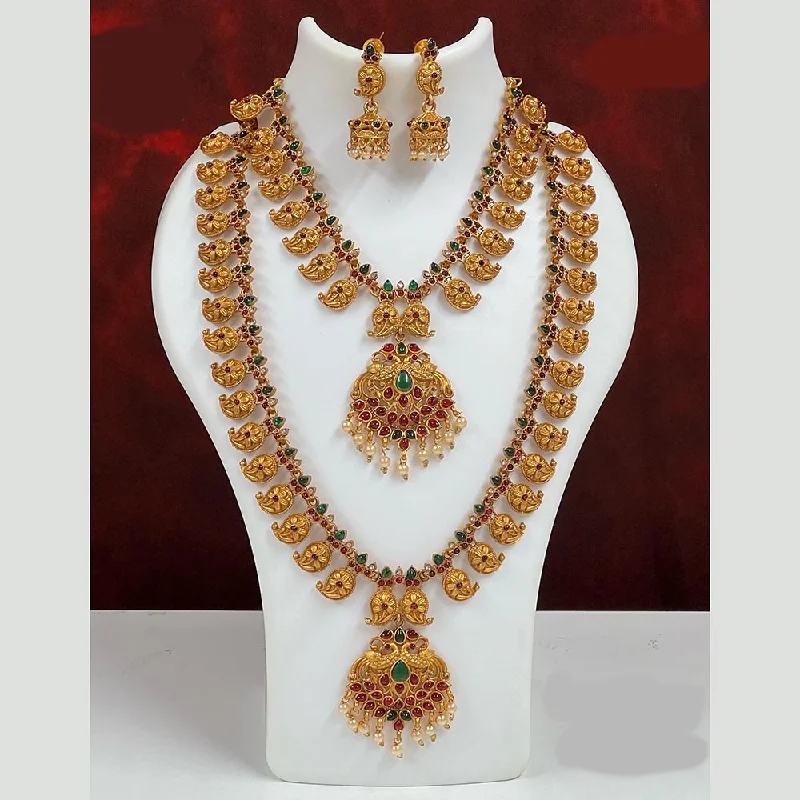 Frosted bead necklaces-Diksha Collection Pota Stone Necklace Combo Set