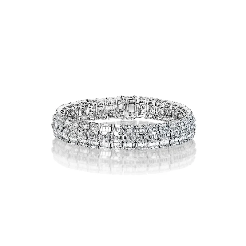 Layered link bangles-Elodie 17 Carats Combine Mix Shape Diamond Tennis Bracelet in 14k White Gold