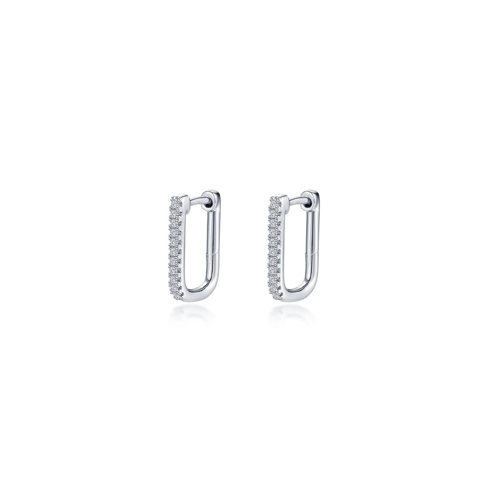 Crystal-twisted earrings-Lafonn Simulated Diamond Rectangle Hoop Earrings E0630CLP00