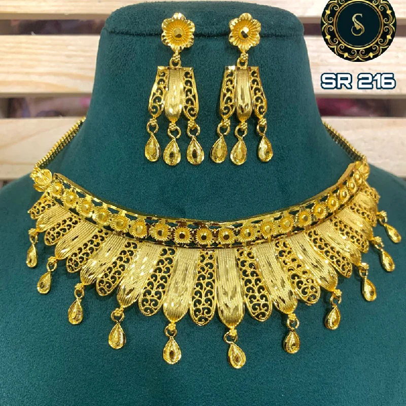 Ethnic weave necklaces-Siara Collections Forming Gold Necklace Set