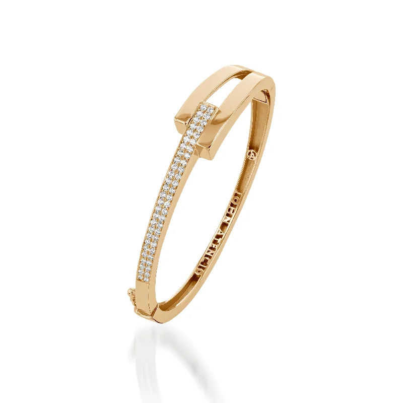 Wide geometric bangles-Originate Pave Diamond Cuff