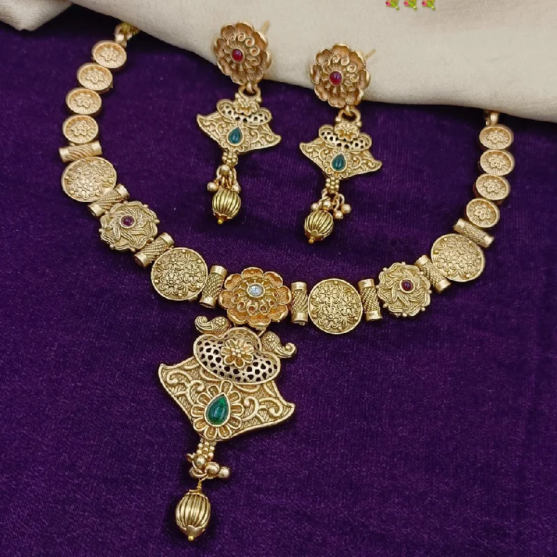 Luxe gem necklaces-Manisha Jewellery Gold Plated Pota Stone Necklace Set