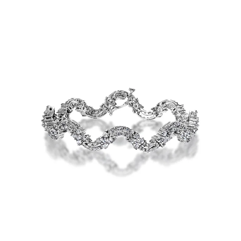 Bead-twisted bangles-Juniper 6 Carat Round Brilliant Diamond Bracelet in 14k White Gold