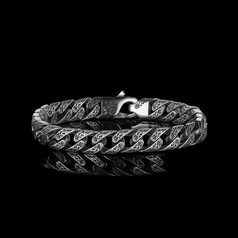 Luxe diamond bangles-ANCIENT CUBAN. - 925 STERLING SILVER