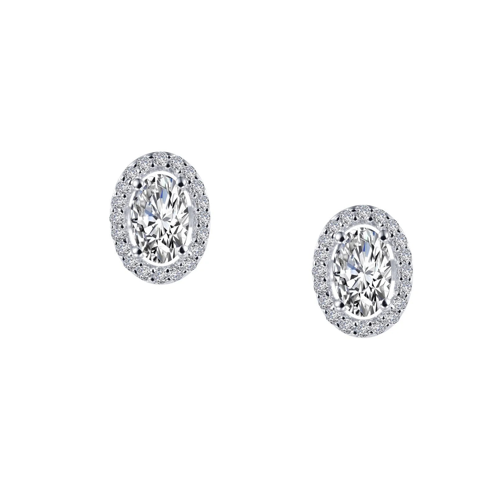 Oval dangle earrings-Lafonn Simulated Diamond Oval Halo Stud Earrings E0326CLP00