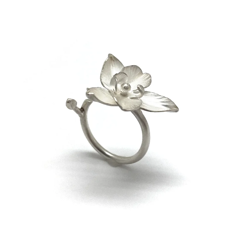 Tight clasp rings-White Orchid Ring