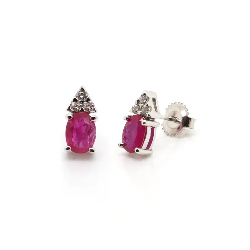 Warm clay earrings-14k Ruby and Diamond Earrings