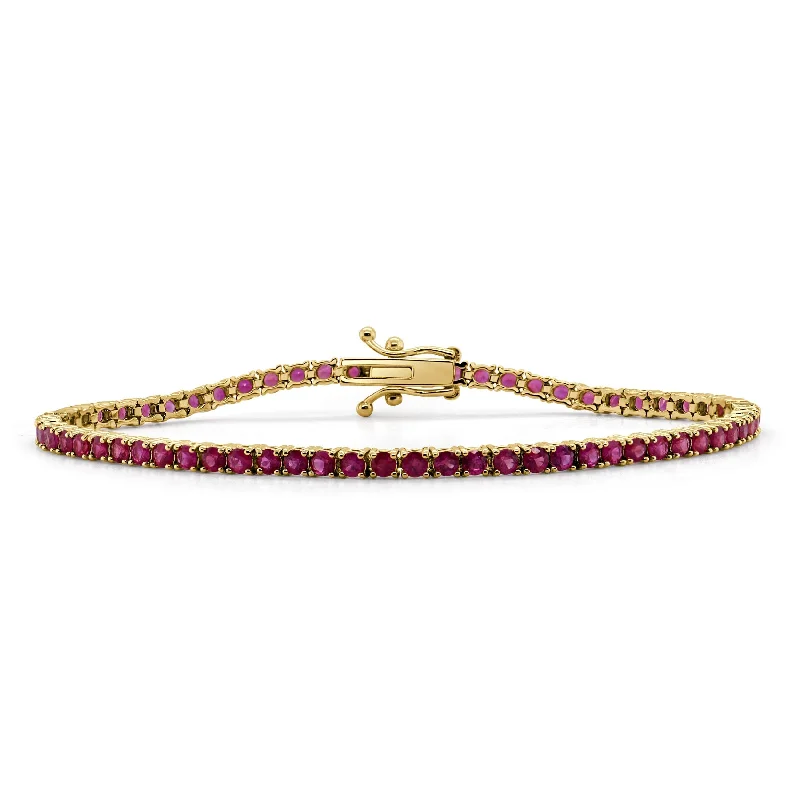 Sleek design bangles-14k Gold & Red Ruby Tennis Bracelet