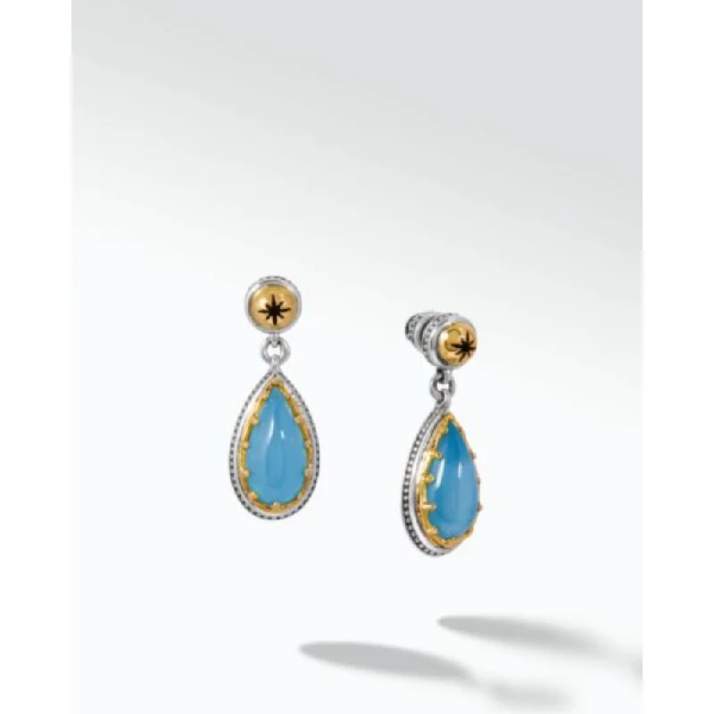 Tiny triangle earrings-Konstantino Aurora Pear Shape Aqua Doublet Earrings