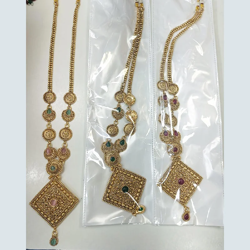 Trio birthstone necklaces-Rani Sati Jewels Gold Plated Necklace Set (1 Piece Only)