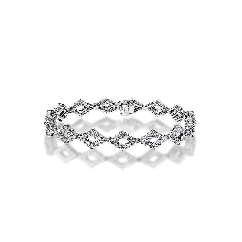 Clear gem bangles-Kaylee 4 Carat Round Brilliant Diamond Bracelet in 14k White Gold Shared Prong