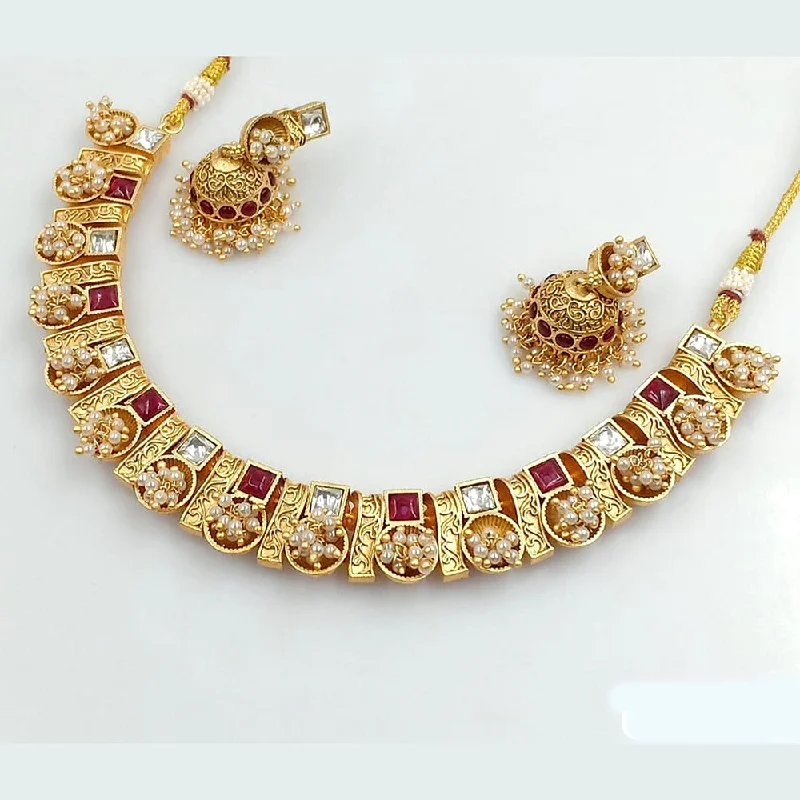 Linen cord necklaces-Rani Sati Jewels Gold Plated Necklace Set