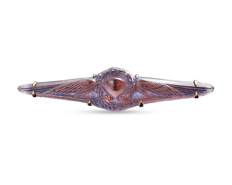 Worn clasp brooch-Lalique Carved Glass Brooch