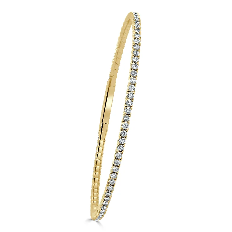 Wave motif bangles-14k Gold & Diamond Flexible Bangle