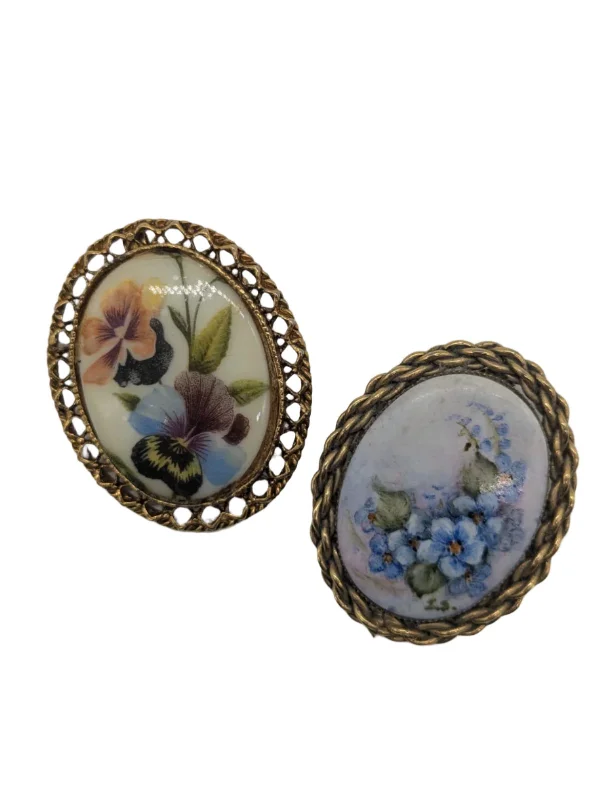 Onyx accent brooch-The Bellini Duo Brooch Set